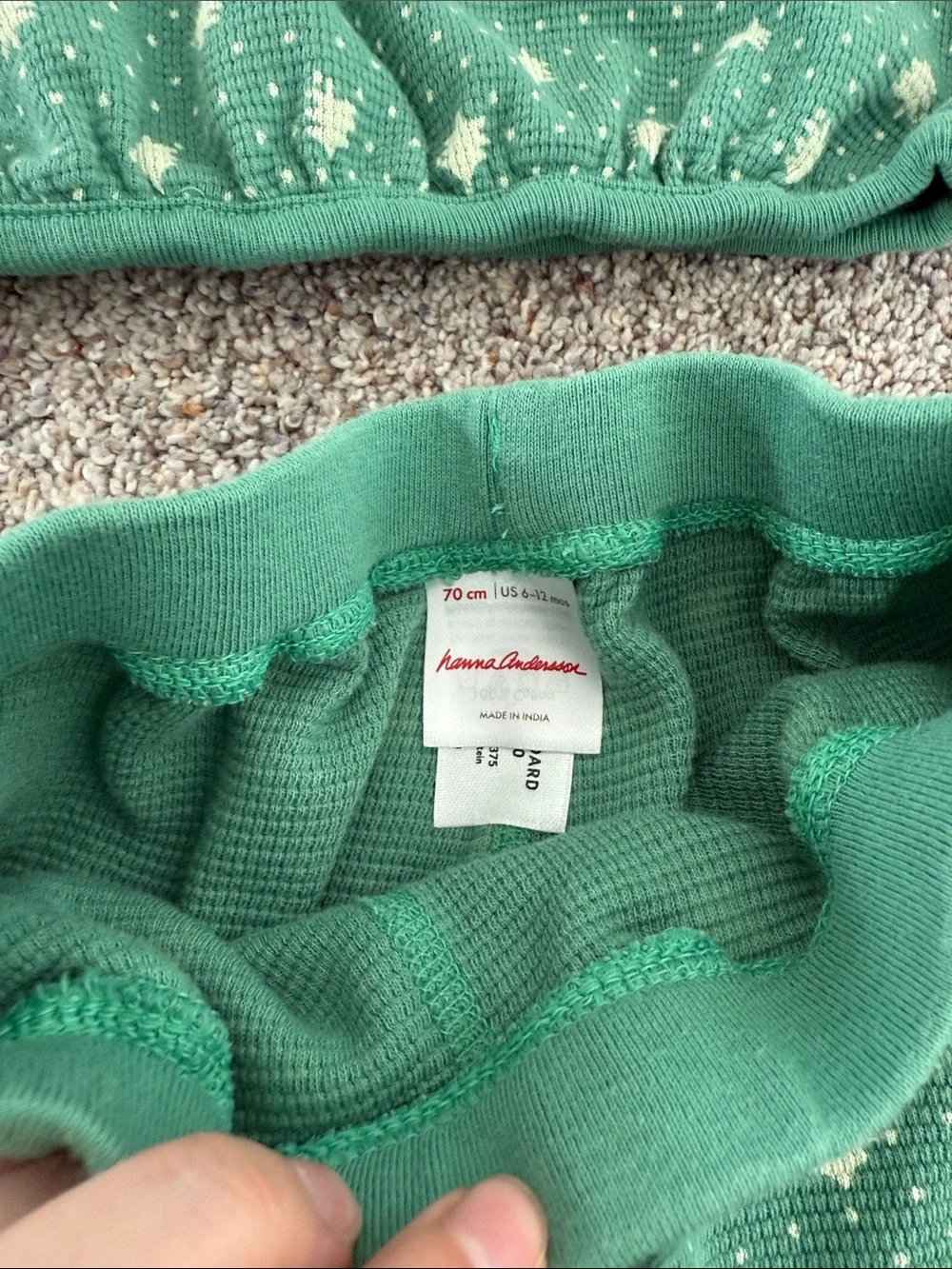 Hanna Andersson Baby Light Green Forest Long Sleeve Waffle top & pants set 6-12